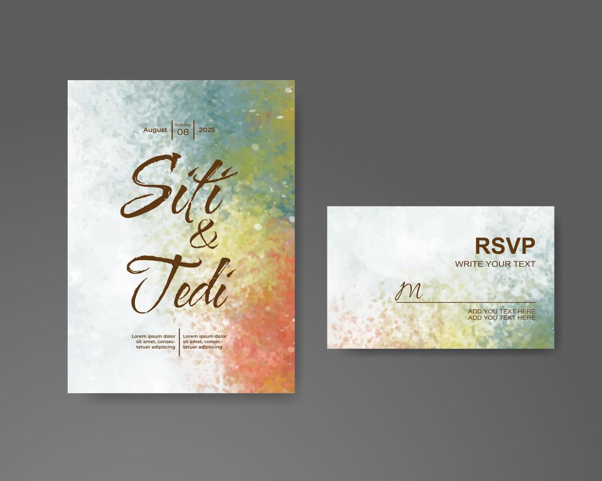 Wedding invitation with abstract watercolor background vector