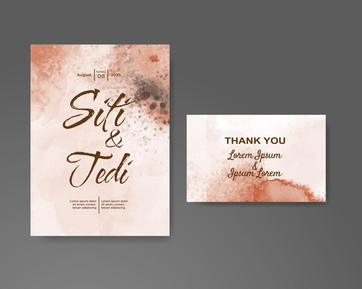 Wedding invitation with abstract watercolor background vector