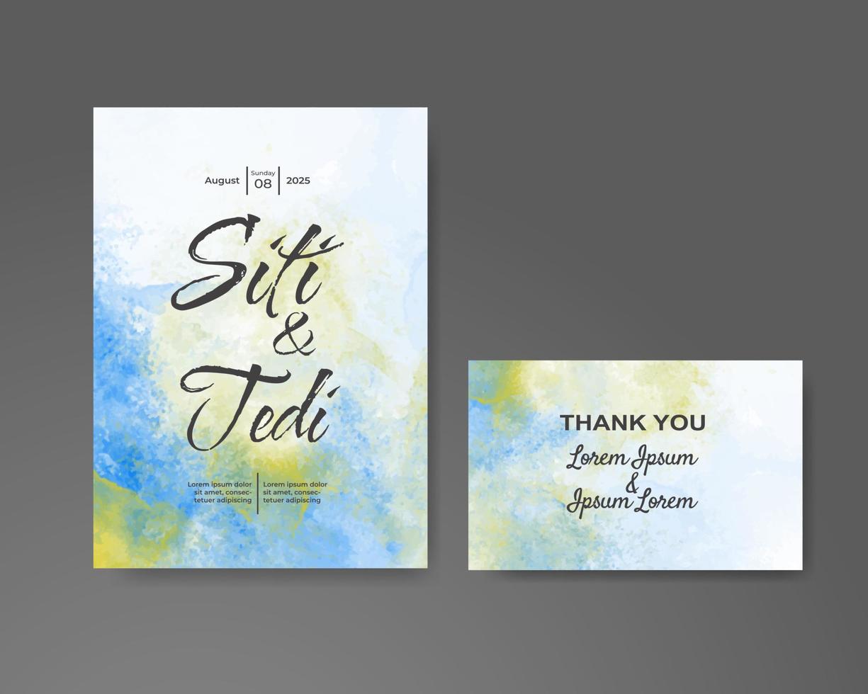 Wedding invitation with abstract watercolor background vector