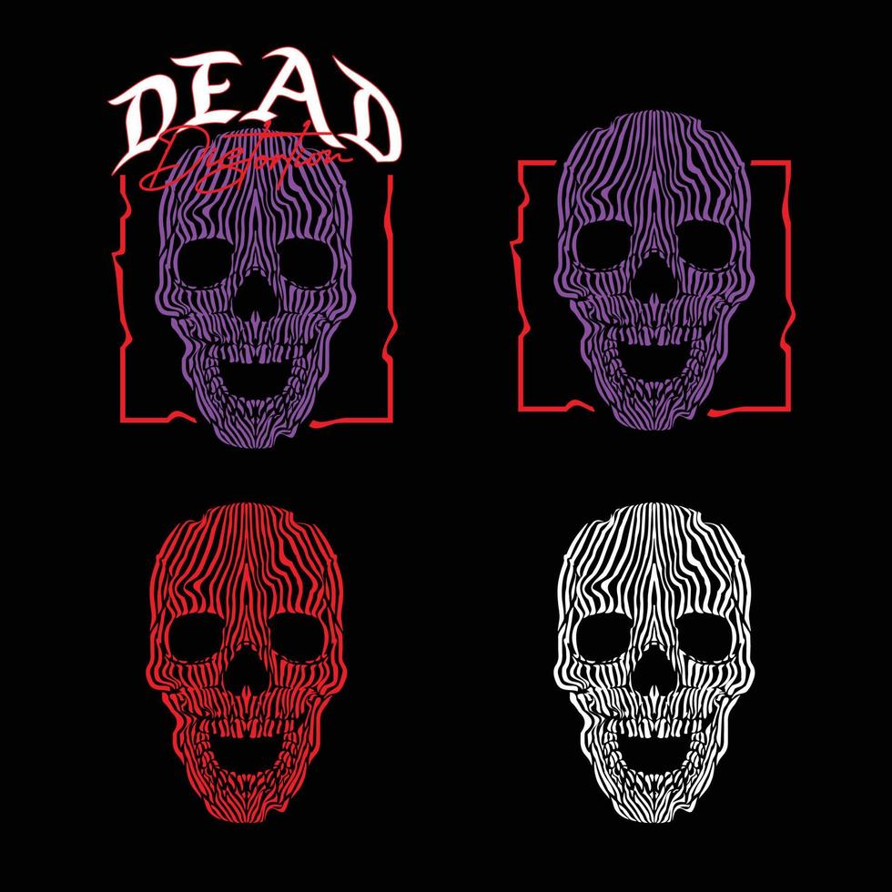 skull pack glitch distortion for your streetwear clothing vector