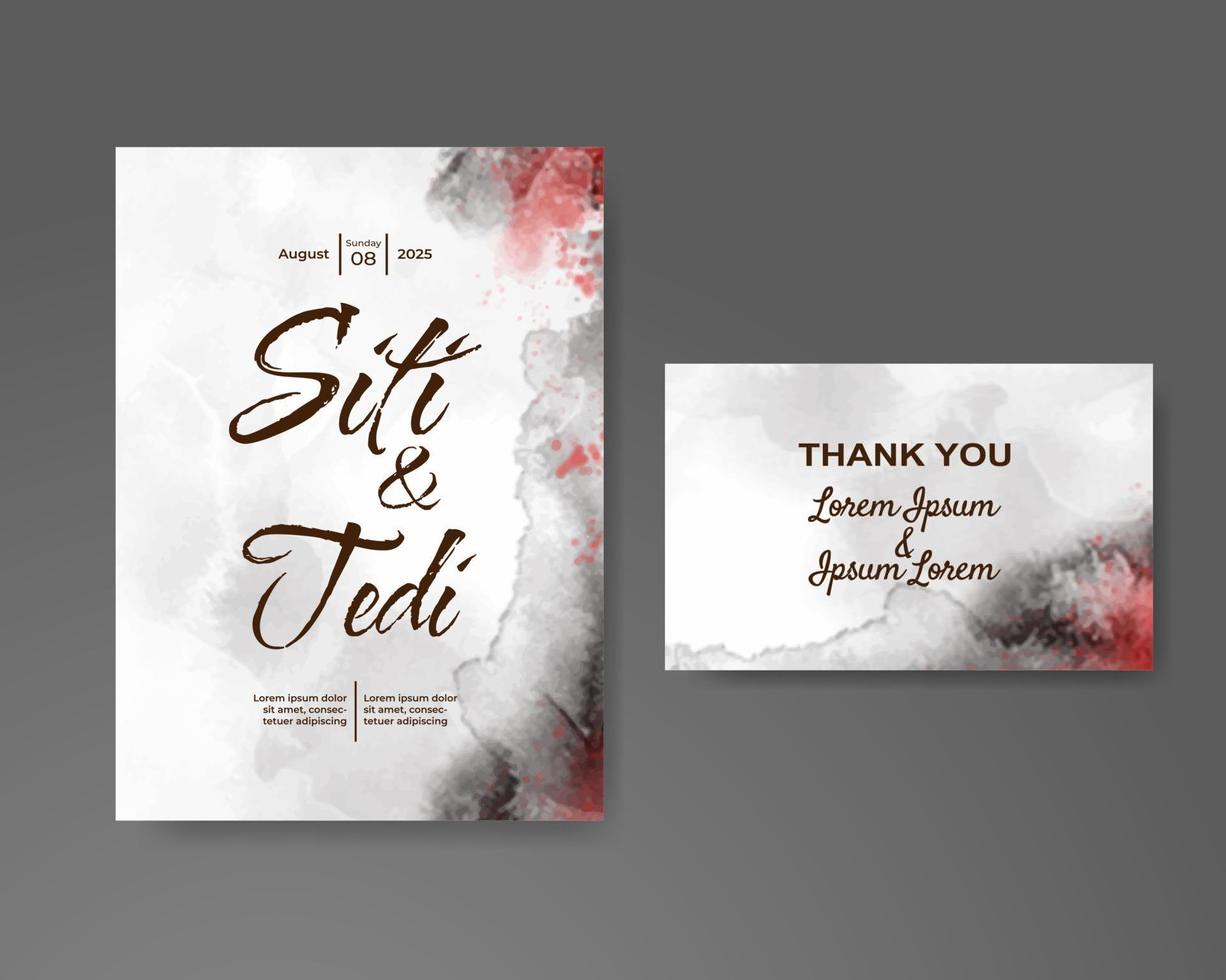 Wedding invitation with abstract watercolor background vector