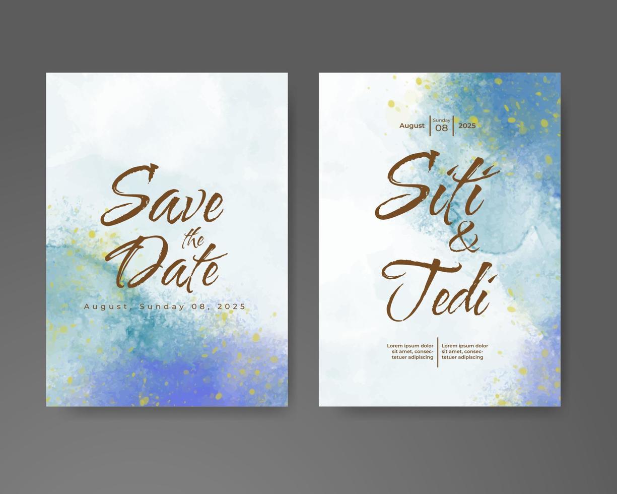 Wedding invitation with abstract watercolor background vector