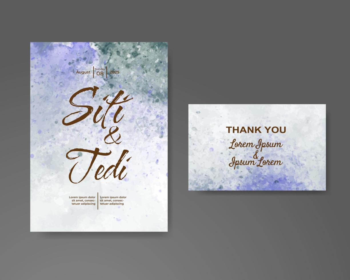 Wedding invitation with abstract watercolor background vector