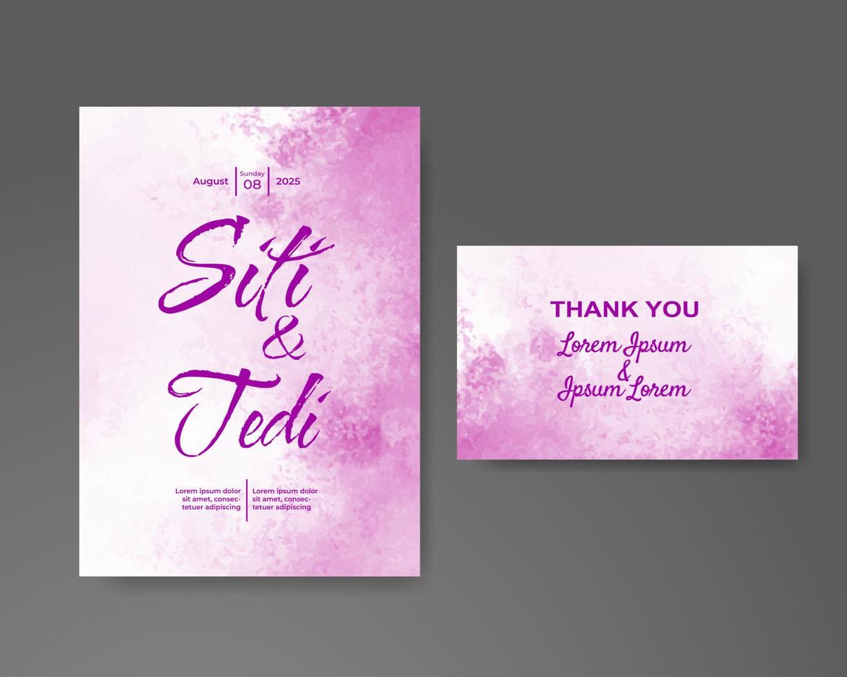 Wedding invitation with abstract watercolor background vector