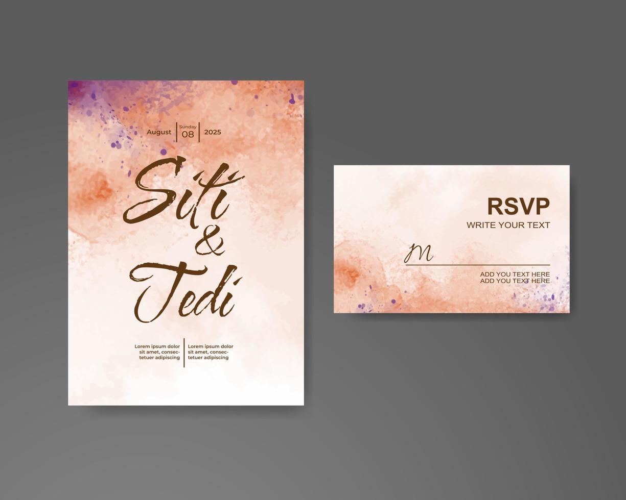 invitación de boda con fondo abstracto de acuarela vector