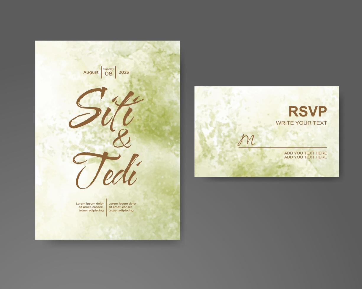 Wedding invitation with abstract watercolor background vector