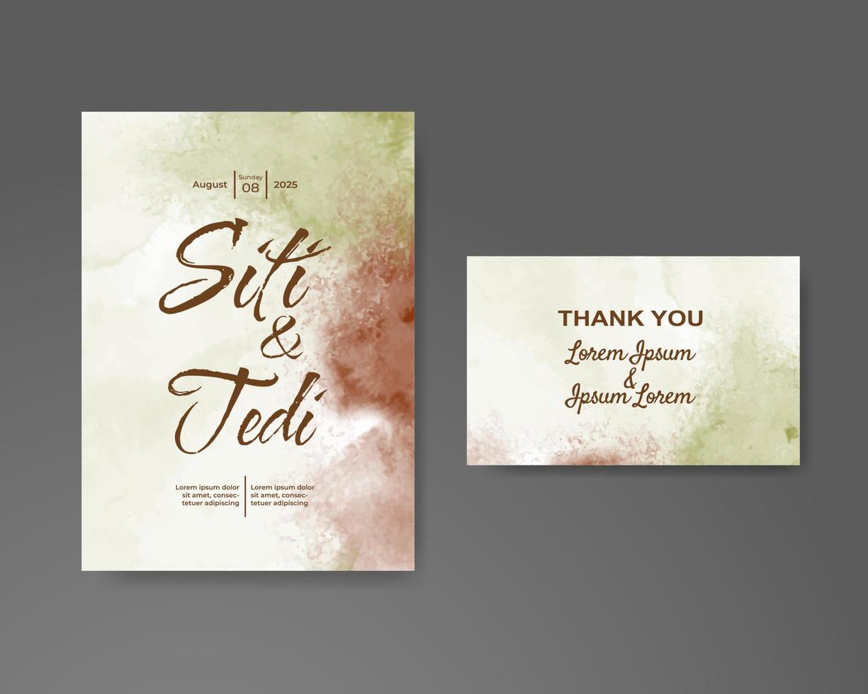 Wedding invitation with abstract watercolor background vector