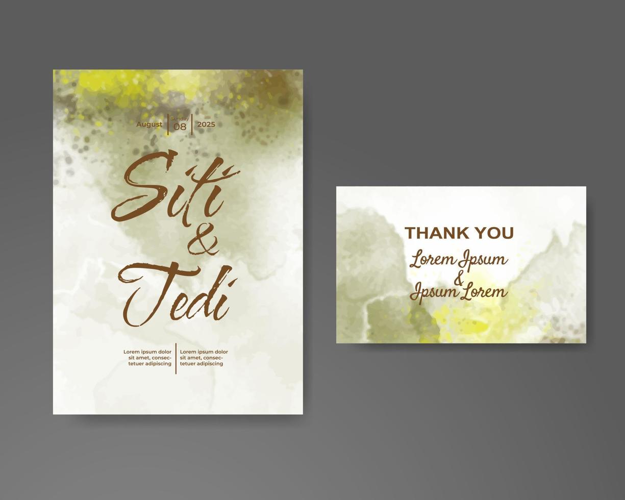 Wedding invitation with abstract watercolor background vector