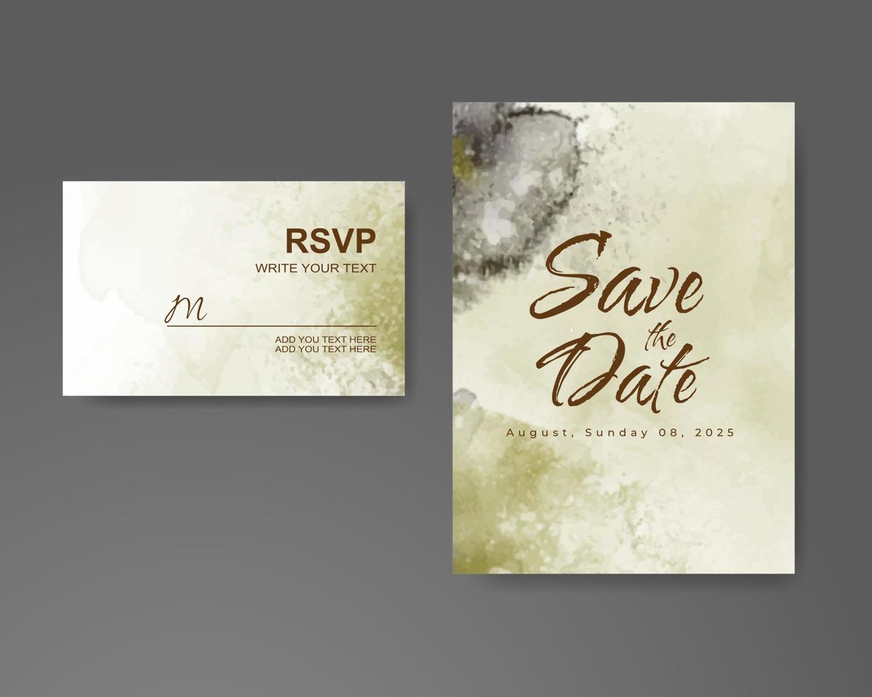 Wedding invitation with abstract watercolor background vector