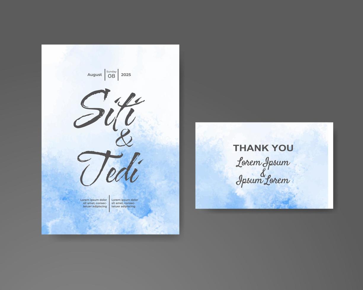 Wedding invitation with abstract watercolor background vector