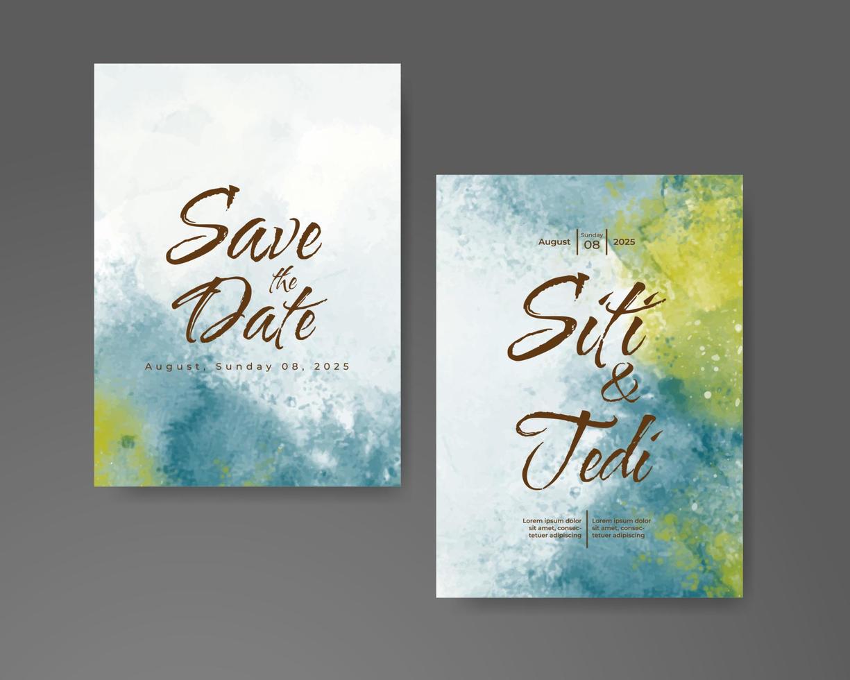 Wedding invitation with abstract watercolor background vector