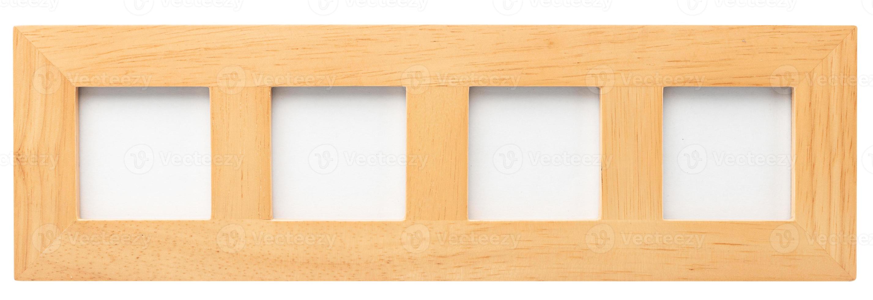 Four slot photo frame with blank spaces for pictures or text isolated on a white background