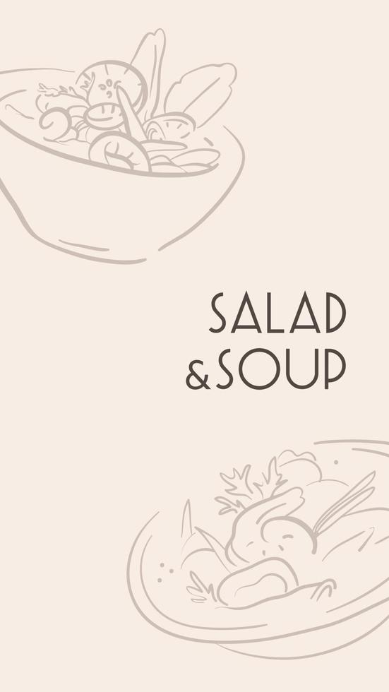 Instagram story with hand drawn illustrations of asian food vector