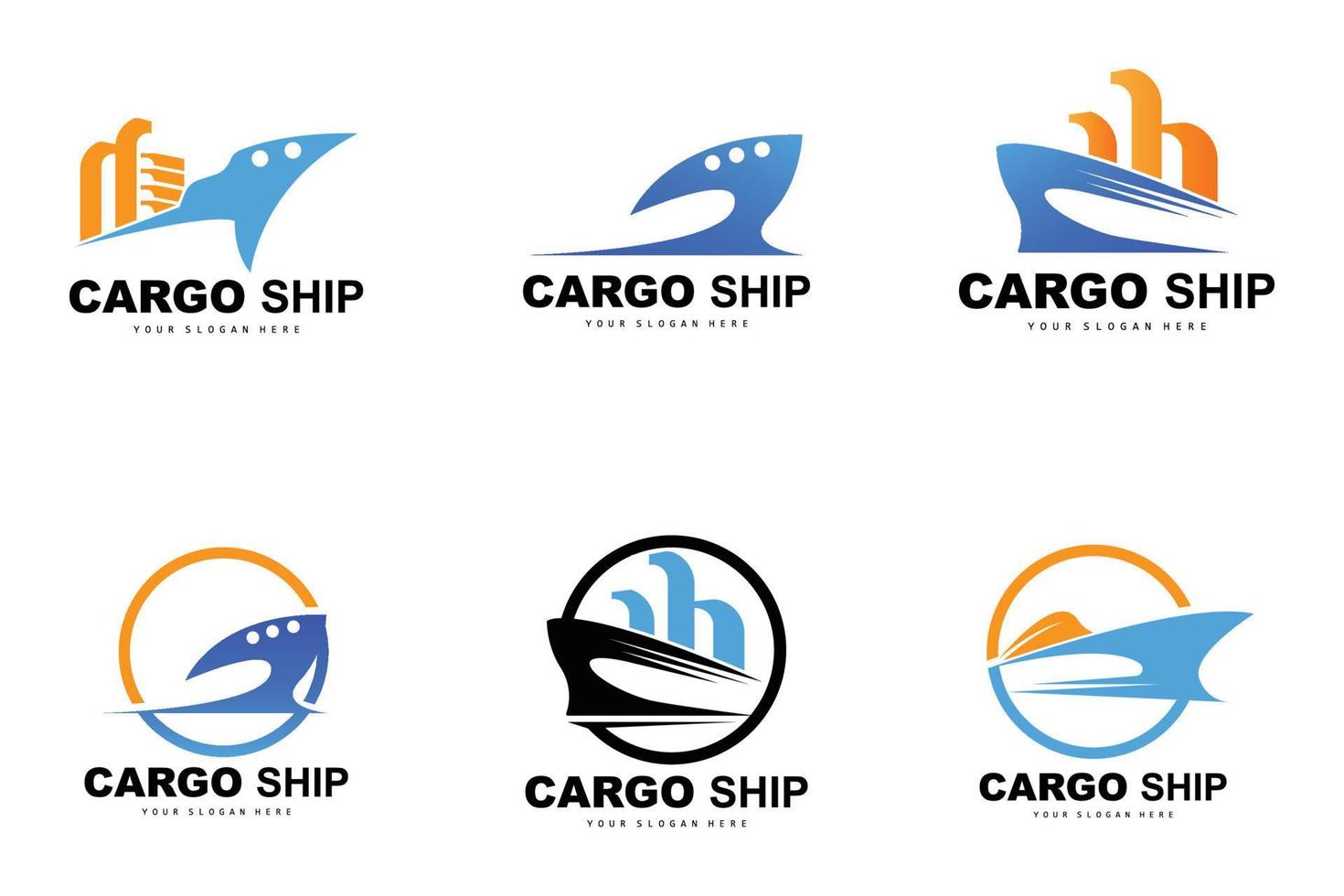 logotipo de buque de carga, vector de buque de carga rápida, velero, diseño para empresa de fabricación de buques, navegación fluvial, vehículos marinos, transporte, logística