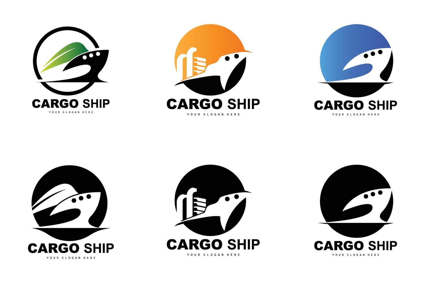 logotipo de buque de carga, vector de buque de carga rápida, velero, diseño para empresa de fabricación de buques, navegación fluvial, vehículos marinos, transporte, logística