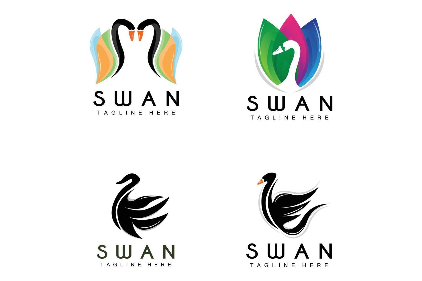 Swan Logo, Bird Animal Design, Duck Logo, Product Brand Label Vector