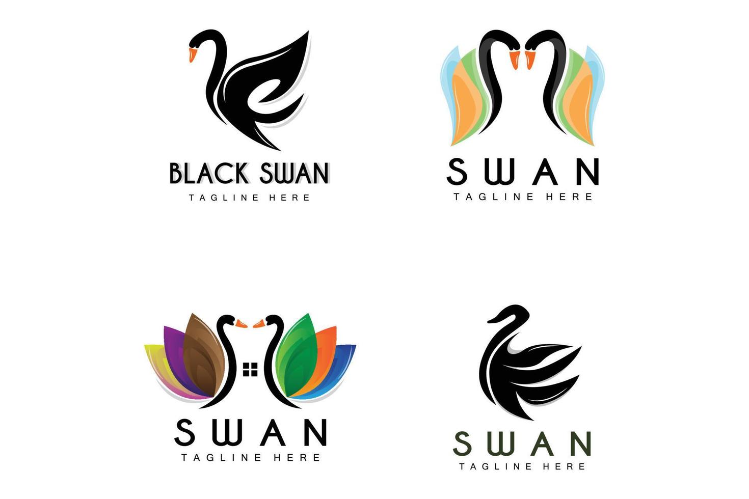 Swan Logo, Bird Animal Design, Duck Logo, Product Brand Label Vector