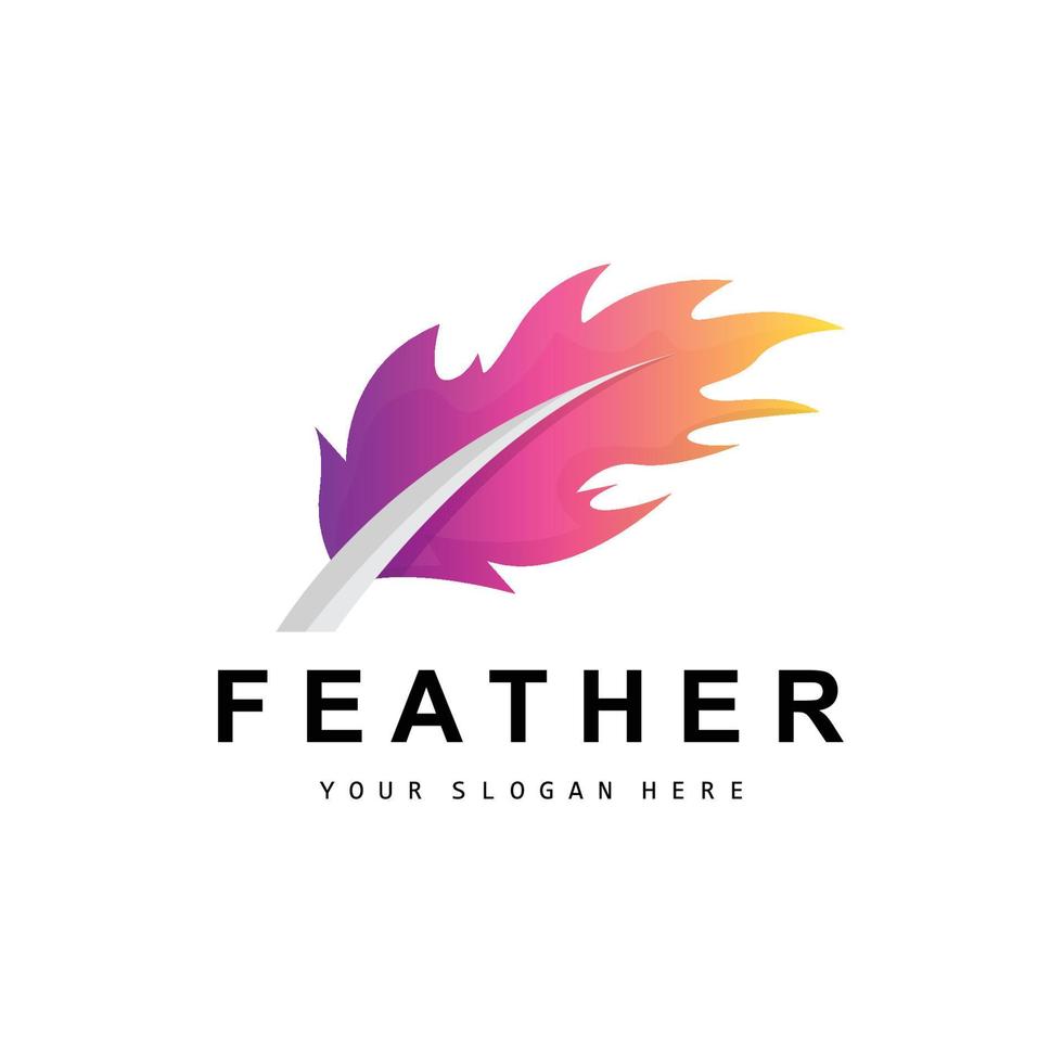 Feather Logo, Animal Wing Design, Vector Icon Template Simple