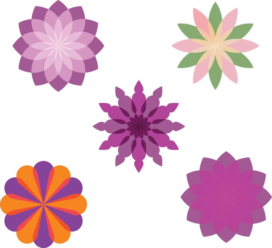 flores en diferente formas y colores vector