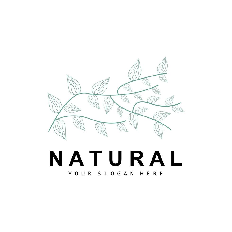 Simple Botanical Leaf and Flower Logo, Vector Natural Line Style, Decoration Design, Banner, Flyer, Wedding Invitation, and Product Branding