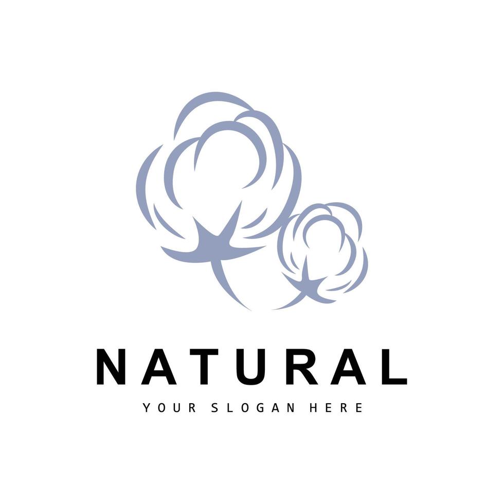 Cotton Logo, Natural Biological Organic Plant Design, Beauty Textile and Clothing Vector, Soft Cotton Flowers vector