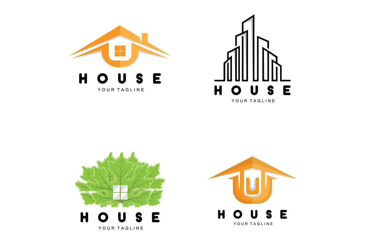 House Logo, Building Furniture Design, Construction Vector, Property Brand Icon, Real Estate, Housing vector