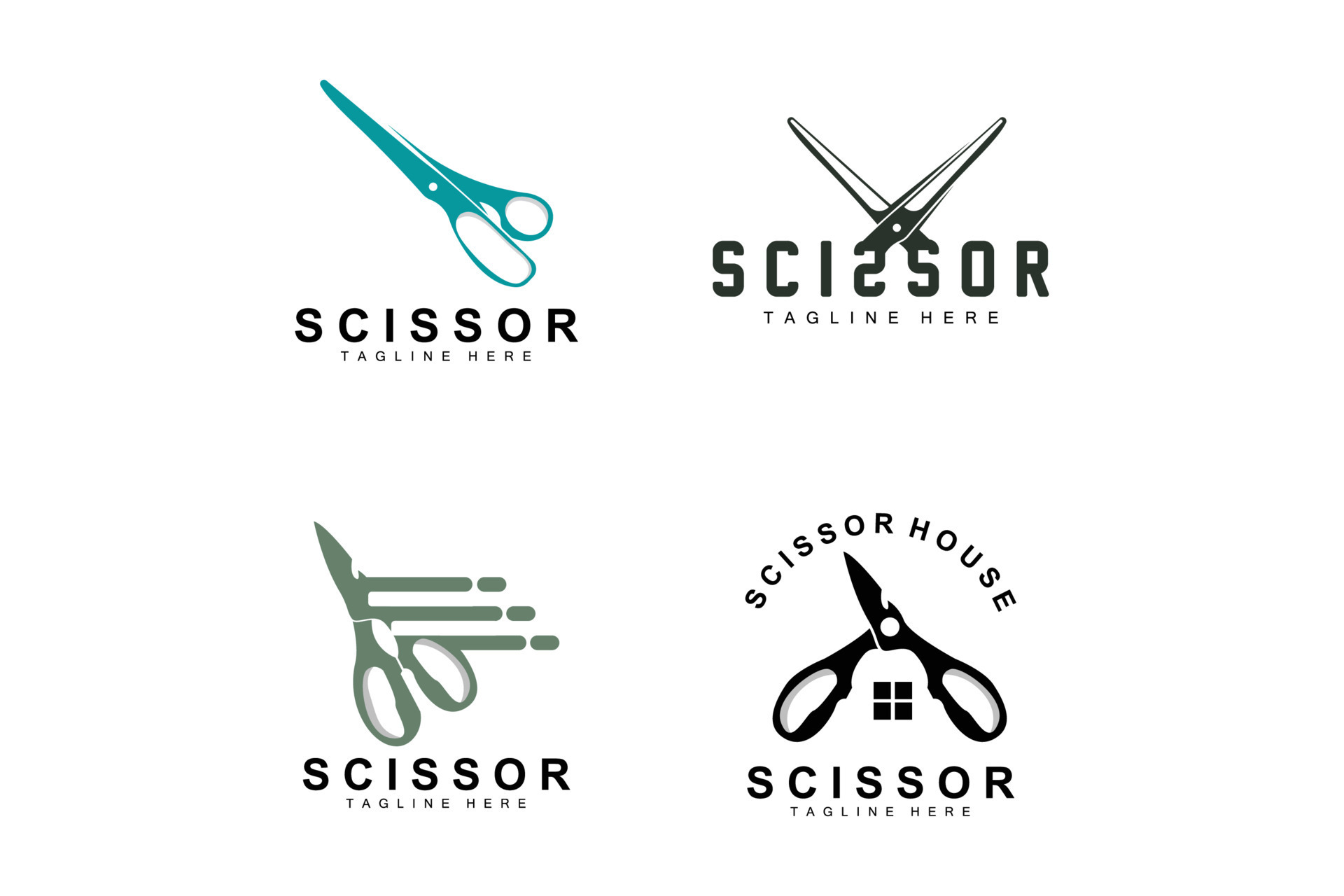 Scissors Logo Design, Shaver Vector, Scissors