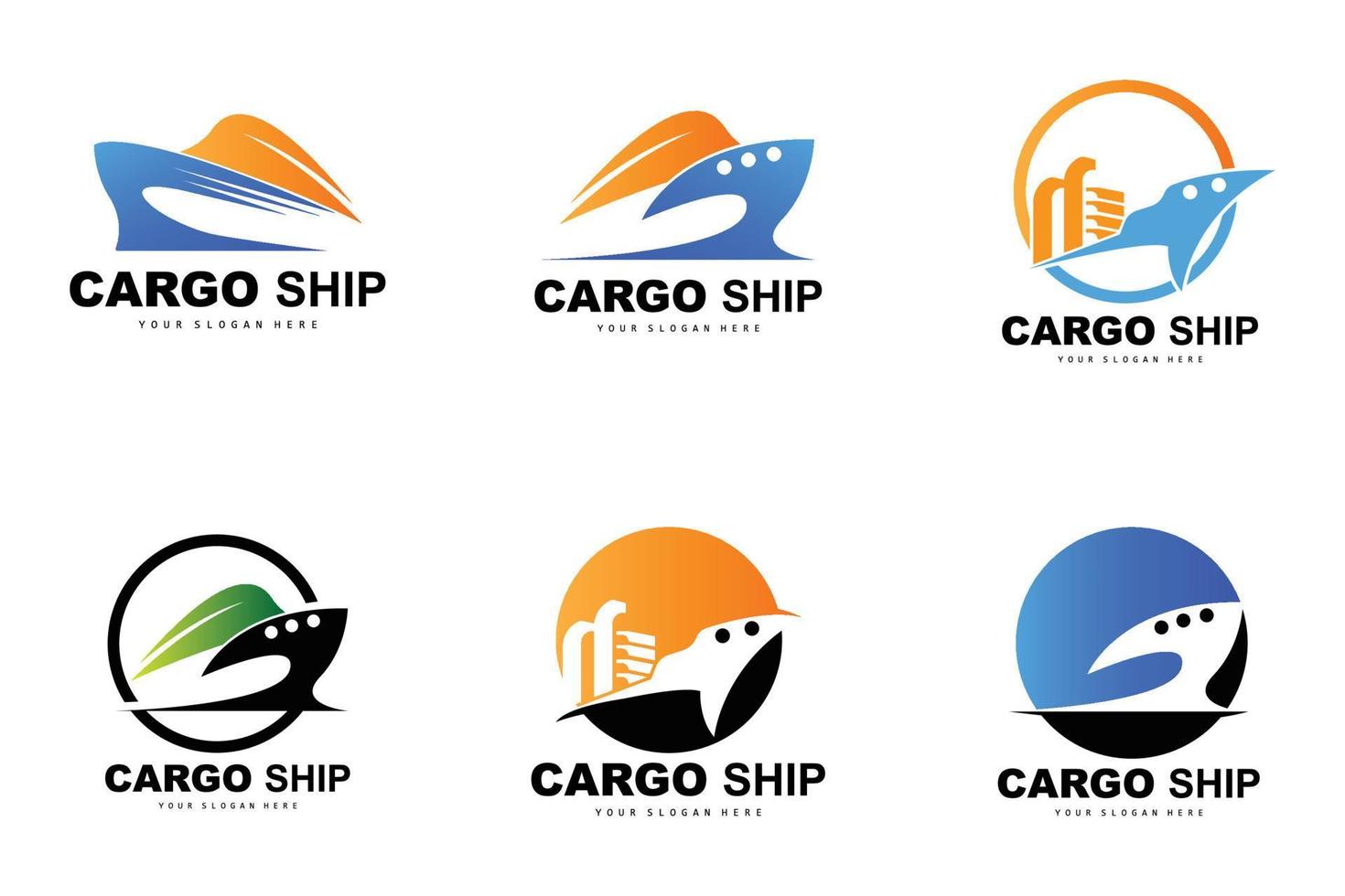 Cargo Ship Logo, Fast Cargo Ship Vector, Sailboat, Design For Ship Manufacturing Company, Waterway Sailing, Marine Vehicles, Transport, Logistics vector