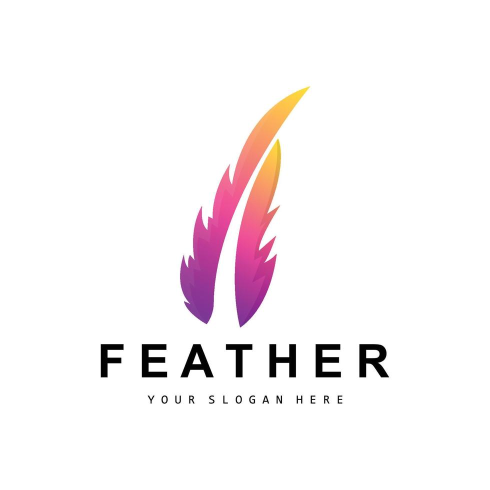 Feather Logo, Animal Wing Design, Vector Icon Template Simple