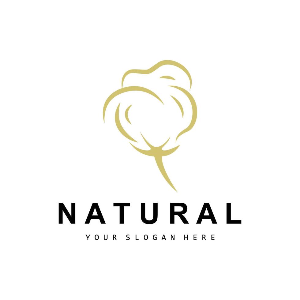 Cotton Logo, Natural Biological Organic Plant Design, Beauty Textile and Clothing Vector, Soft Cotton Flowers vector