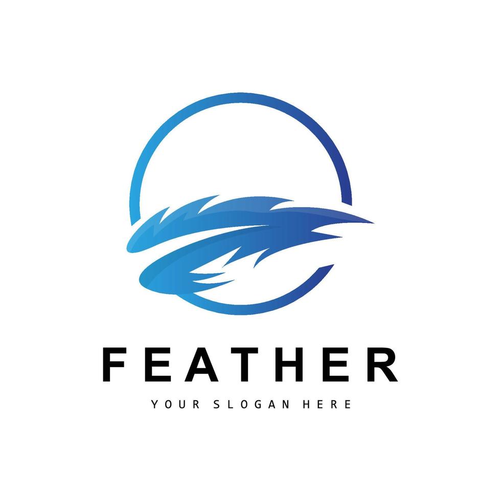 Feather Logo, Animal Wing Design, Vector Icon Template Simple