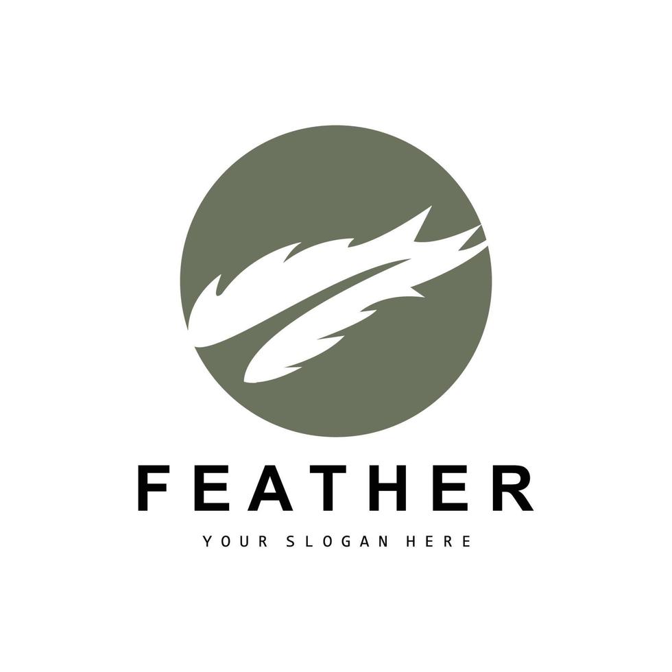 Feather Logo, Animal Wing Design, Vector Icon Template Simple