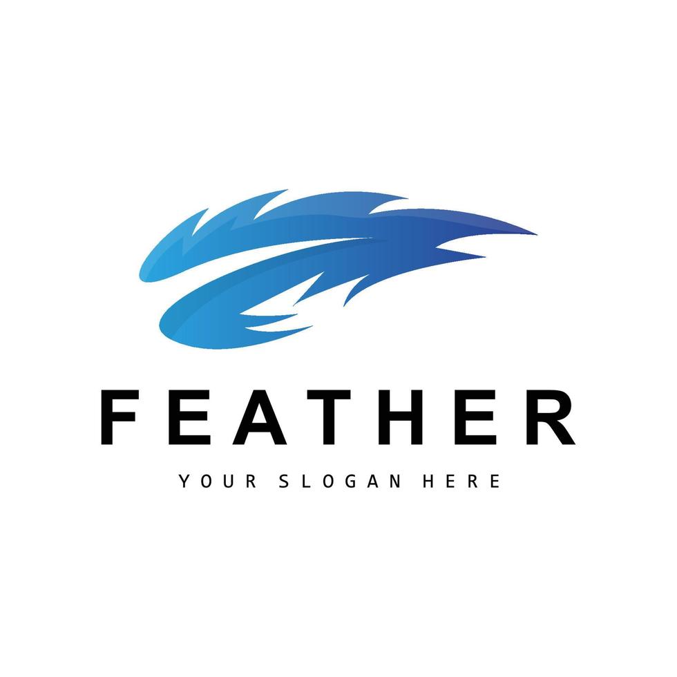 Feather Logo, Animal Wing Design, Vector Icon Template Simple
