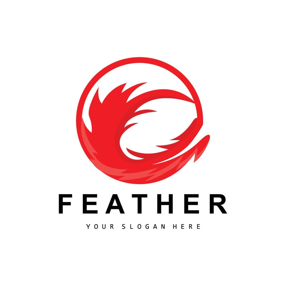 Feather Logo, Animal Wing Design, Vector Icon Template Simple