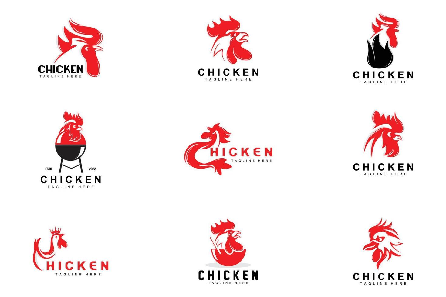 Grilled Chicken Barbecue Logo Design,Chicken Head Vector, Company Brand vector