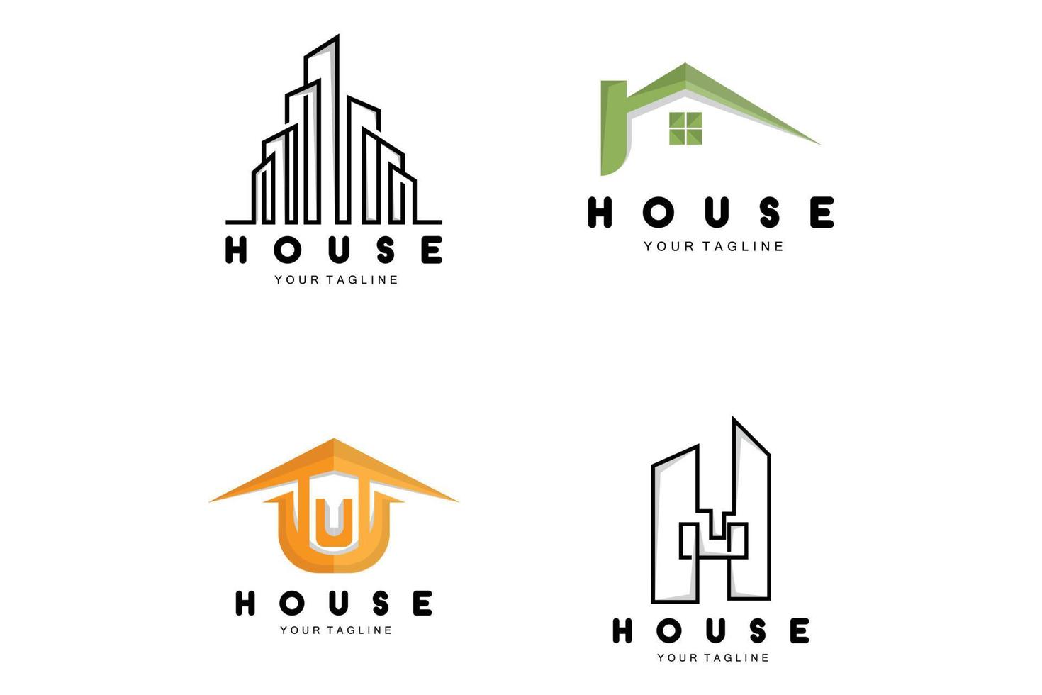 logotipo de la casa, diseño de muebles de construcción, vector de construcción, icono de marca de propiedad, bienes raíces, vivienda