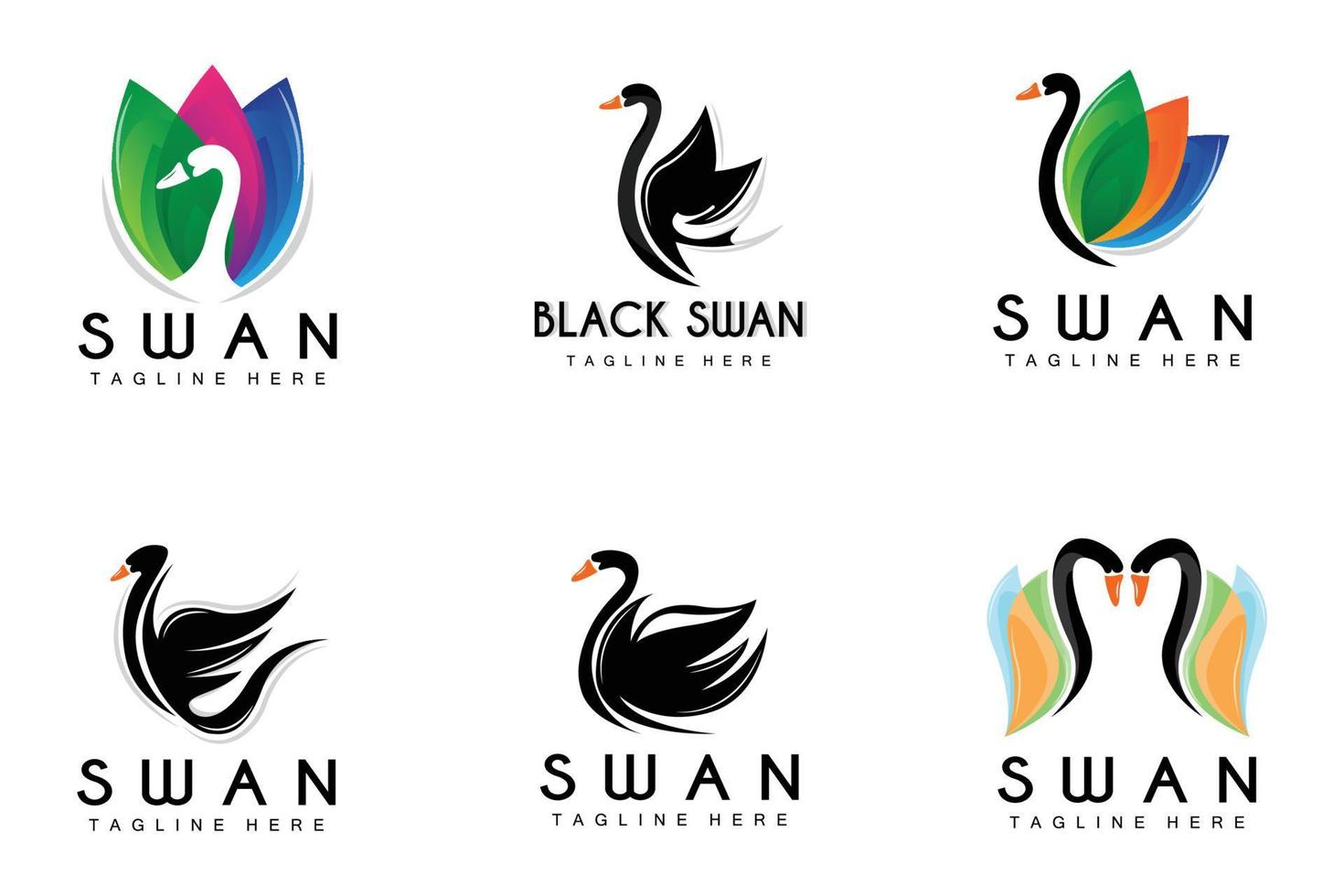 Swan Logo, Bird Animal Design, Duck Logo, Product Brand Label Vector