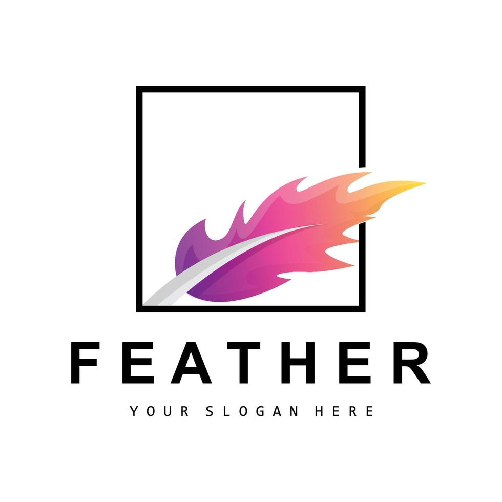 Feather Logo, Animal Wing Design, Vector Icon Template Simple