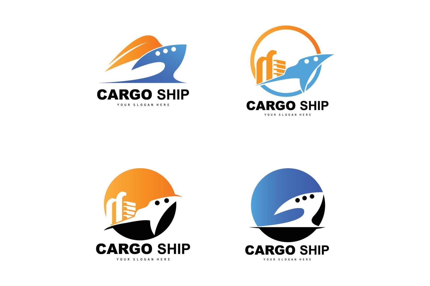 logotipo de buque de carga, vector de buque de carga rápida, velero, diseño para empresa de fabricación de buques, navegación fluvial, vehículos marinos, transporte, logística