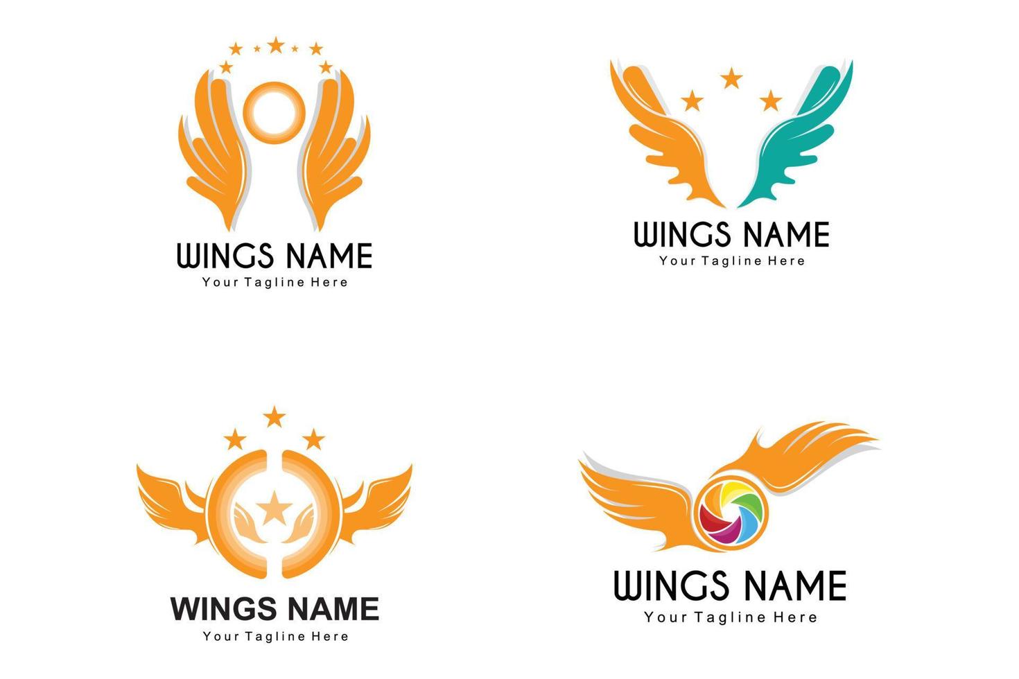 Wings Logo Design, Shield Wings Vector, Bird Feather Illustration vector