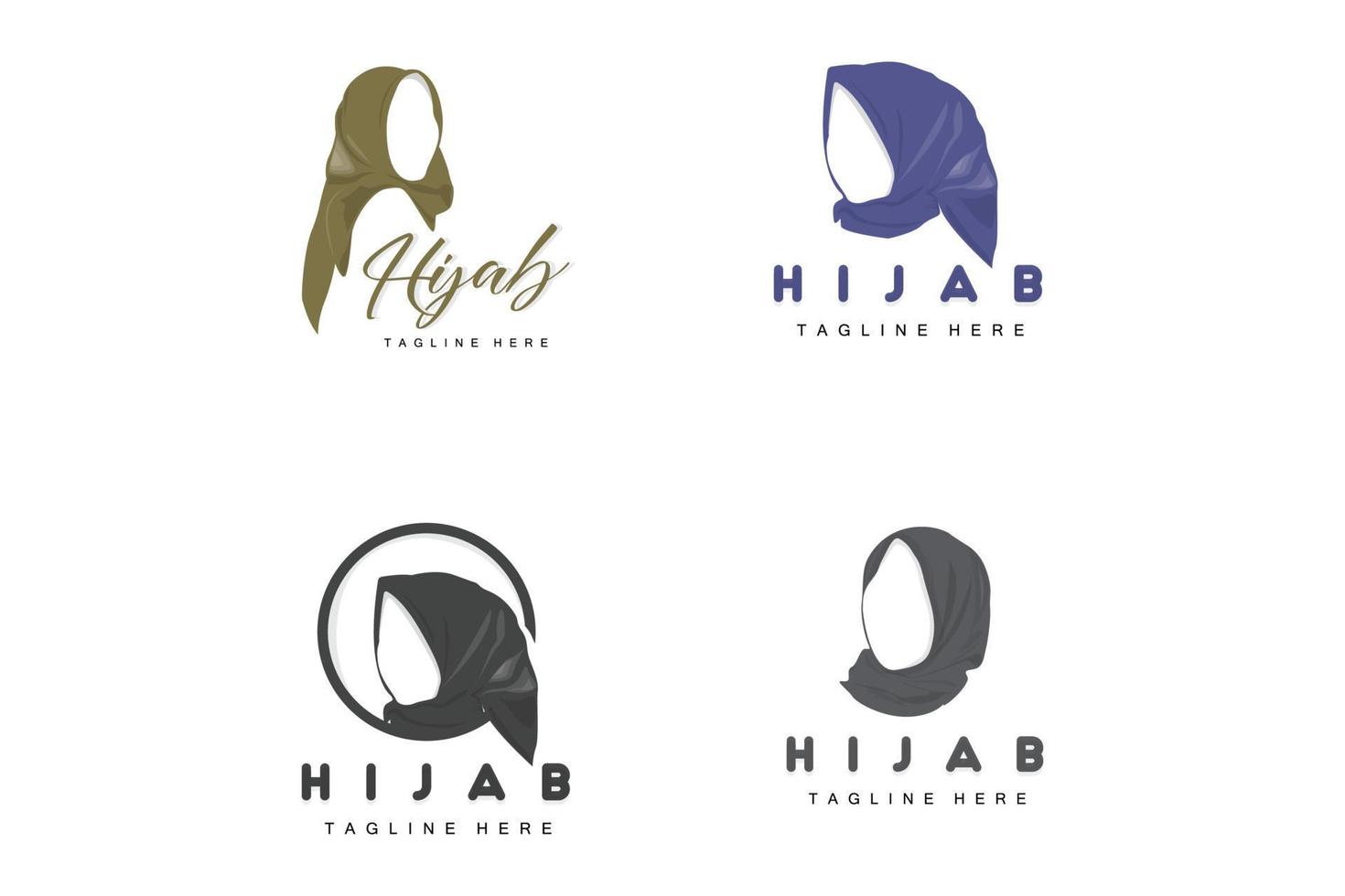 logotipo de hijab, marca de vectores de productos de moda, diseño de boutique de hijab de mujeres musulmanas