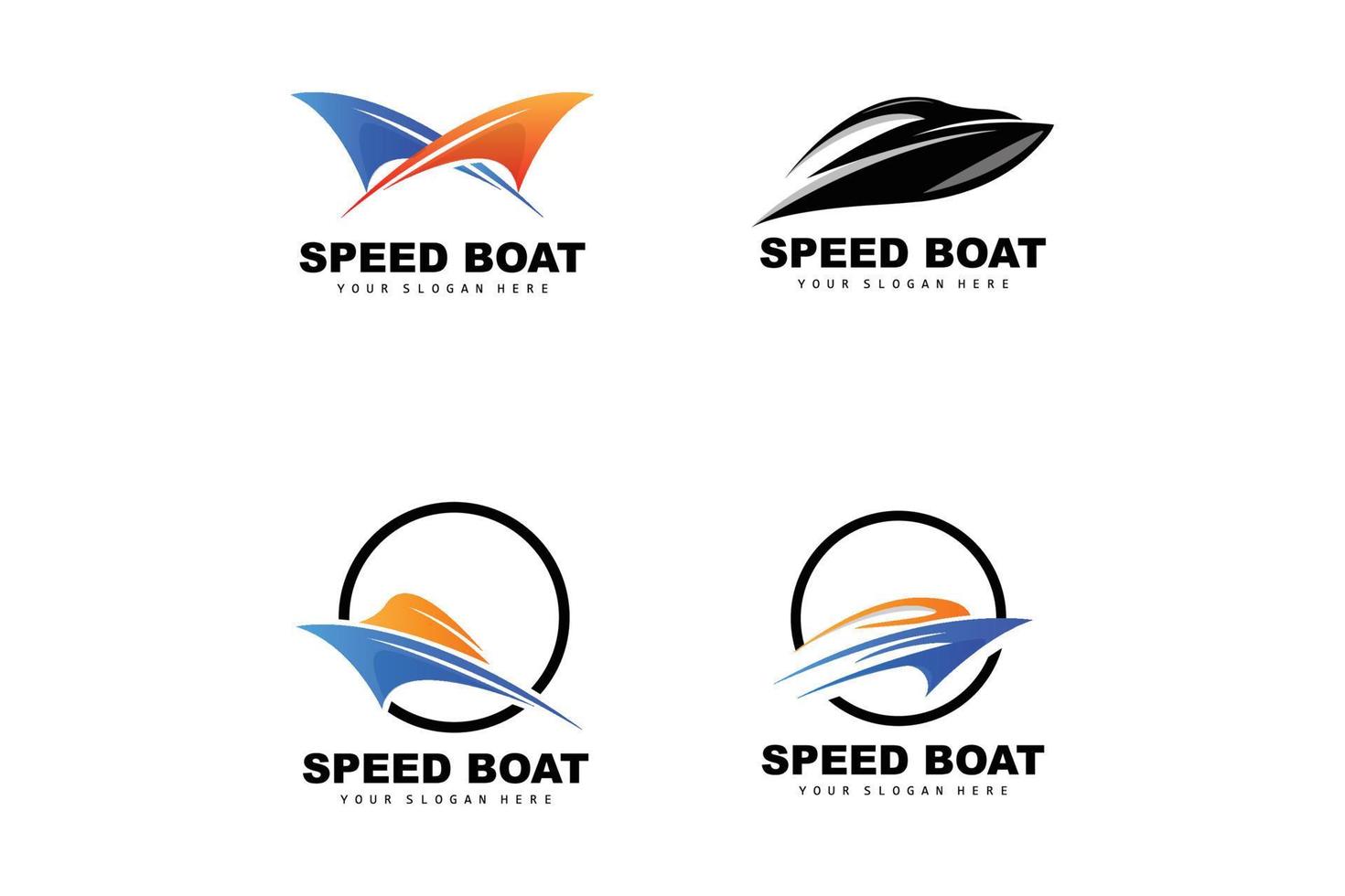 Speed Boat Logo, Fast Cargo Ship Vector, Sailboat, Design For Ship Manufacturing Company, Waterway Shipping, Marine Vehicles, Transportation vector