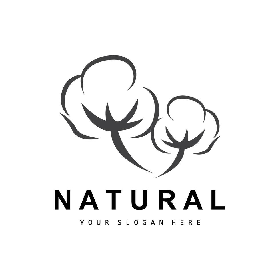 algodón logo, natural biológico orgánico planta diseño, belleza textil y ropa vector, suave algodón flores vector