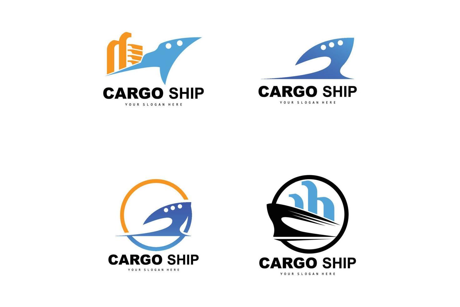 Cargo Ship Logo, Fast Cargo Ship Vector, Sailboat, Design For Ship Manufacturing Company, Waterway Sailing, Marine Vehicles, Transport, Logistics vector