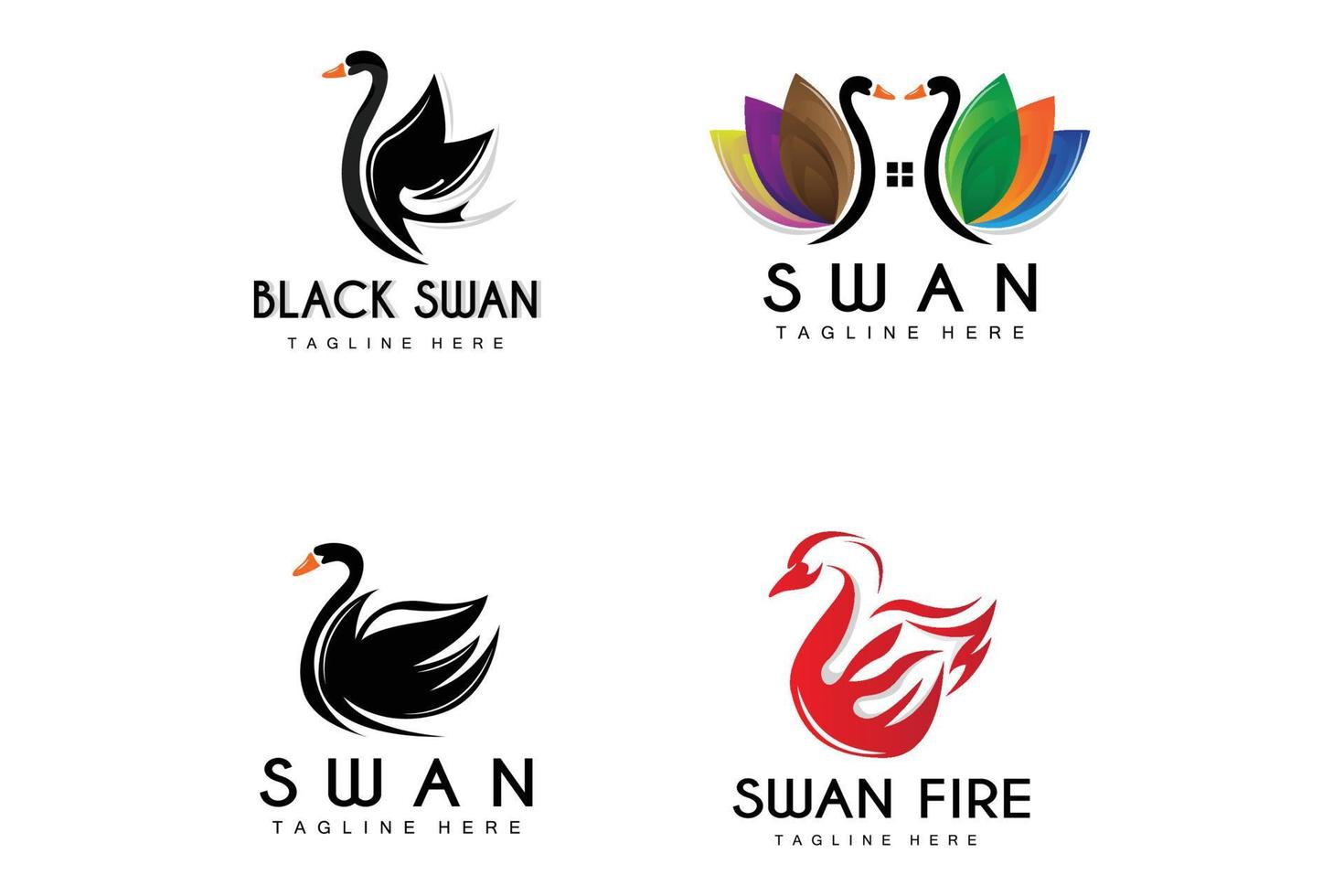 Swan Logo, Bird Animal Design, Duck Logo, Product Brand Label Vector