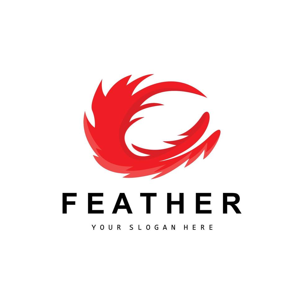 Feather Logo, Animal Wing Design, Vector Icon Template Simple