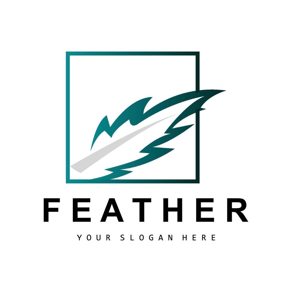Feather Logo, Animal Wing Design, Vector Icon Template Simple