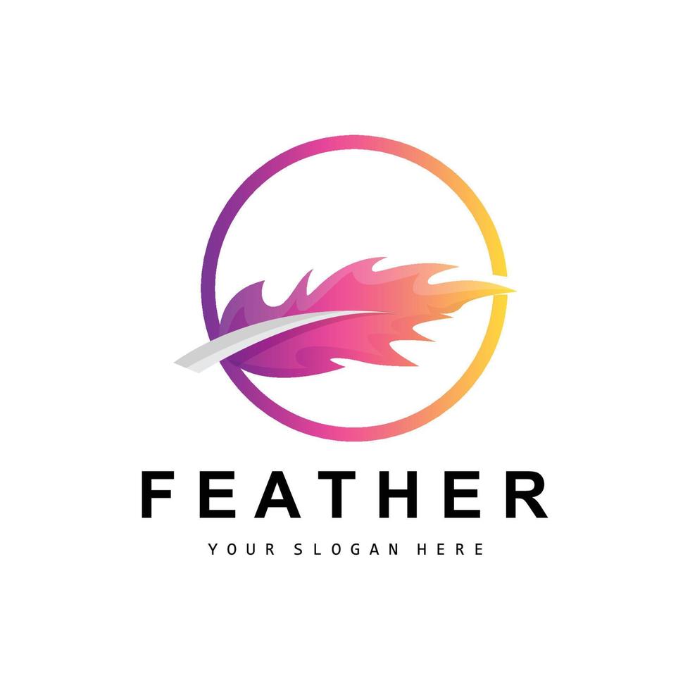Feather Logo, Animal Wing Design, Vector Icon Template Simple
