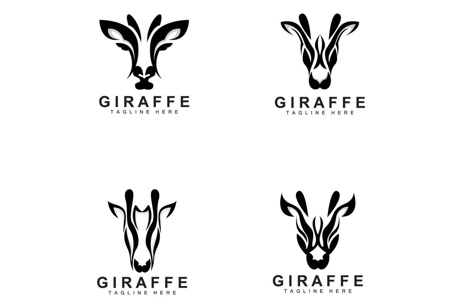 Giraffe Logo Design, Giraffe Head Vector Silhouette, High Neck Animal, Zoo, Tattoo Illustration, Product Brand