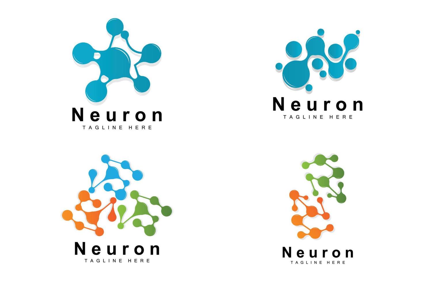 Neuron Logo Design Vector nerve cell illustration Molecular DNA health brand